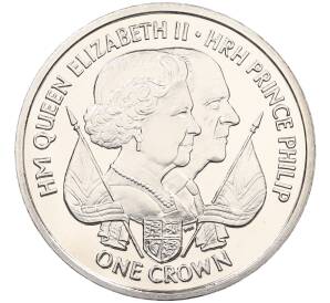 1 крона 2011 года Остров Мэн «Королева Елизавета II и Принц Филипп» — Фото №1