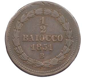 1/2 байокко 1851 года Папская область — Фото №1