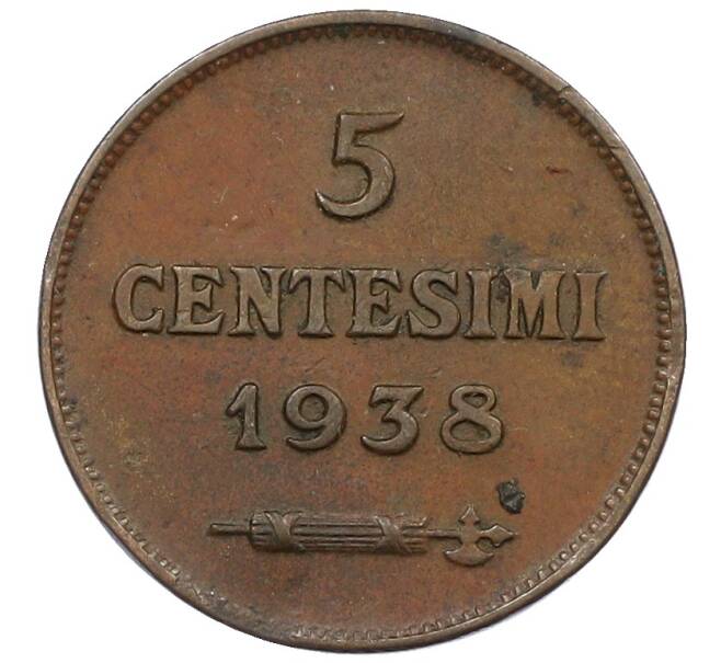 Монета 5 чентезимо 1938 года Сан-Марино (Артикул: M2-86558) — Фото №1