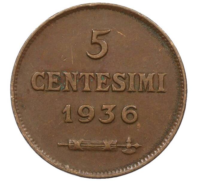 Монета 5 чентезимо 1936 года Сан-Марино (Артикул: M2-86566) — Фото №1