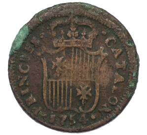 1 ардит (1 мараведи) 1754 года Каталония (Фердинанд VI) — Фото №1