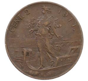 2 чентезимо 1911 года Италия — Фото №1