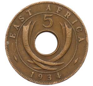 5 центов 1934 года Британская Восточная Африка — Фото №1
