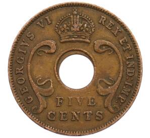 5 центов 1942 года Британская Восточная Африка — Фото №2