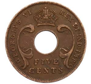 5 центов 1942 года Британская Восточная Африка — Фото №2