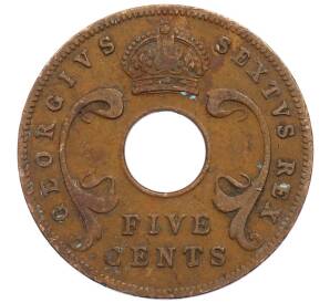 5 центов 1952 года Британская Восточная Африка — Фото №2