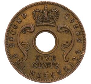 5 центов 1957 года KN Британская Восточная Африка — Фото №2