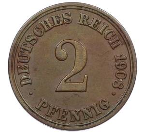 2 пфеннига 1908 года А Германия — Фото №1