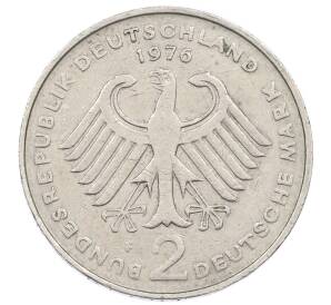 2 марки 1976 года F Западная Германия (ФРГ) «Теодор Хойс» — Фото №2