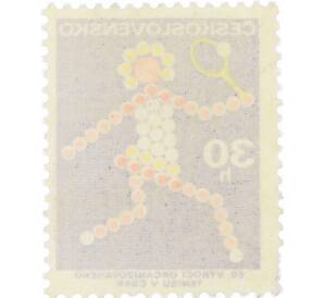 Почтовая марка 30 геллеров 1973 года Чехословакия «80-летие теннисной организации» — Фото №2