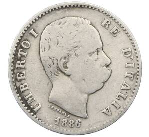 1 лира 1886 года R Италия — Фото №1