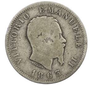 1 лира 1863 года M Италия — Фото №1