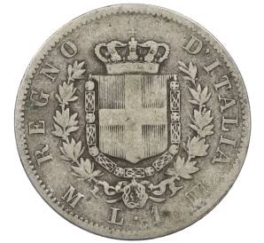 1 лира 1863 года M Италия — Фото №2