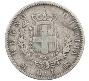 1 лира 1863 года M Италия — Фото №2