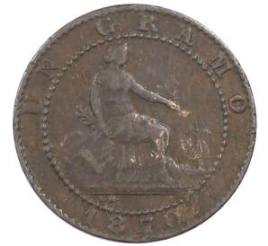 1 сентимо 1870 года Испания — Фото №1