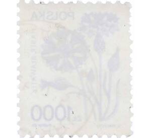 Почтовая марка 1000 злотых 1989 года Польша «Василек голубой» — Фото №2