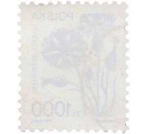 Почтовая марка 1000 злотых 1989 года Польша «Василек голубой» — Фото №2