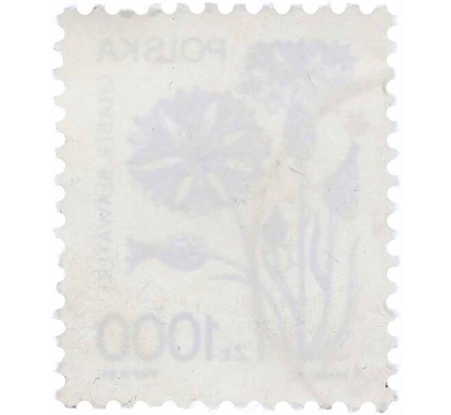 Почтовая марка 1000 злотых 1989 года Польша «Василек голубой» (Артикул: K12-63380) — Фото №2