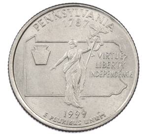 1/4 доллара (25 центов) 1999 года Р США «Штаты и территории — Пенсильвания» — Фото №1