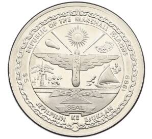 5 долларов 1989 года Маршалловы острова «20 лет первому человеку на Луне» — Фото №2