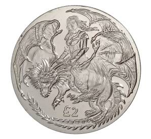 2 фунта 2019 года Британская территория Индийского океана — Воительница на драконе — Фото №1