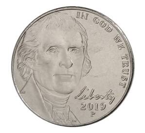 5 центов 2019 года P США — Фото №1