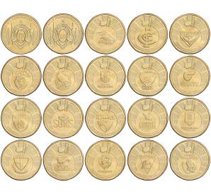 Набор из 20 монет 1 доллар 2024 года Австралия «Австралийская футбольная лига» (в буклете) — Фото №1