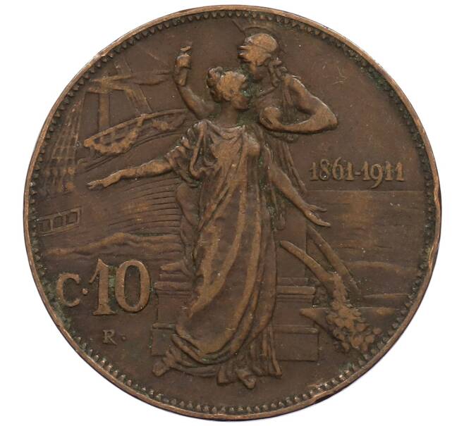 Монета 10 чентезимо 1911 года Италия «50 лет Королевству» (Артикул: M2-88323) — Фото №1