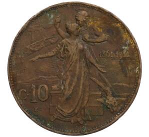 10 чентезимо 1911 года Италия «50 лет Королевству» — Фото №1