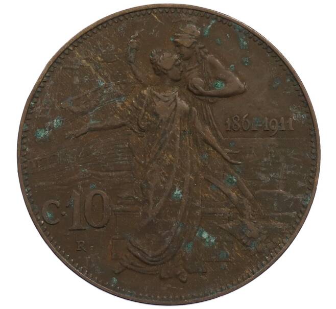 Монета 10 чентезимо 1911 года Италия «50 лет Королевству» (Артикул: M2-88332) — Фото №1