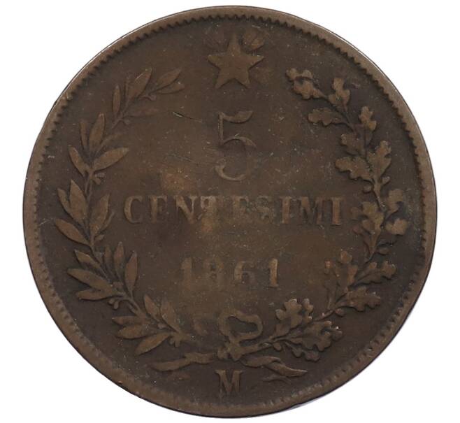 Монета 5 чентезимо 1861 года М Италия (Артикул: M2-88351) — Фото №1