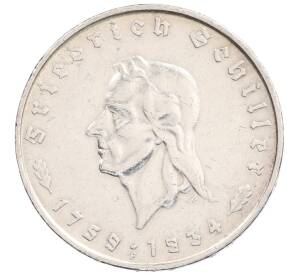 5 рейхсмарок 1934 года Германия «175 лет со дня рождения Фридриха Шиллера» — Фото №1