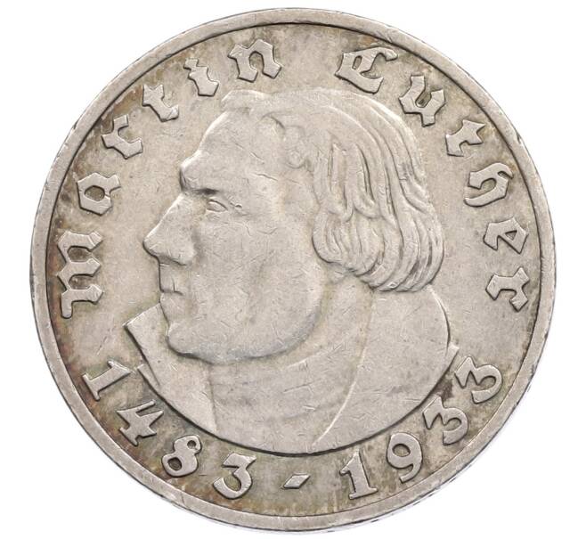Монета 5 рейхсмарок 1933 года А Германия «450 лет со дня рождения Мартина Лютера» (Артикул: M2-88376) — Фото №1