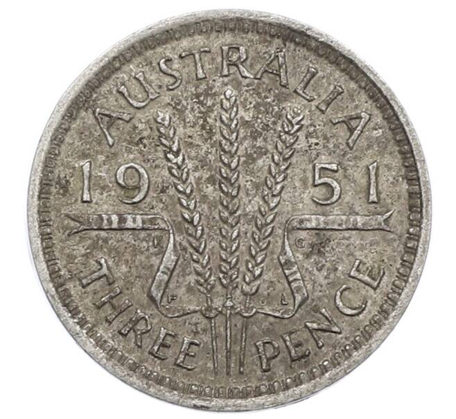 Монета 3 пенса 1951 года PL Австралия (Артикул: M2-88448) — Фото №1