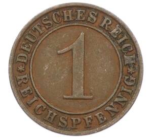 1 рейхспфенниг 1929 года D Германия — Фото №2