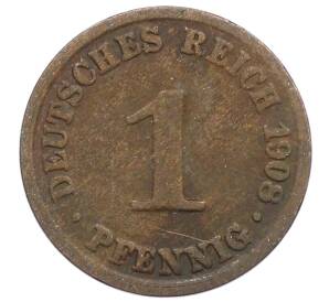 1 пфенниг 1908 года A Германия — Фото №1