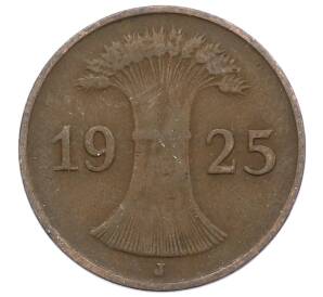 1 рейхспфенниг 1925 года J Германия — Фото №1