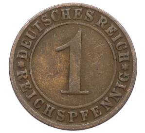 1 рейхспфенниг 1925 года J Германия — Фото №2