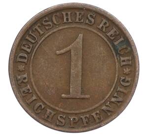 1 рейхспфенниг 1925 года J Германия — Фото №2