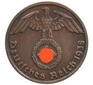 1 рейхспфенниг 1938 года D Германия — Фото №1