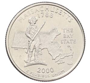 1/4 доллара (25 центов) 2000 года P США «Штаты и территории — Массачусетс» — Фото №1