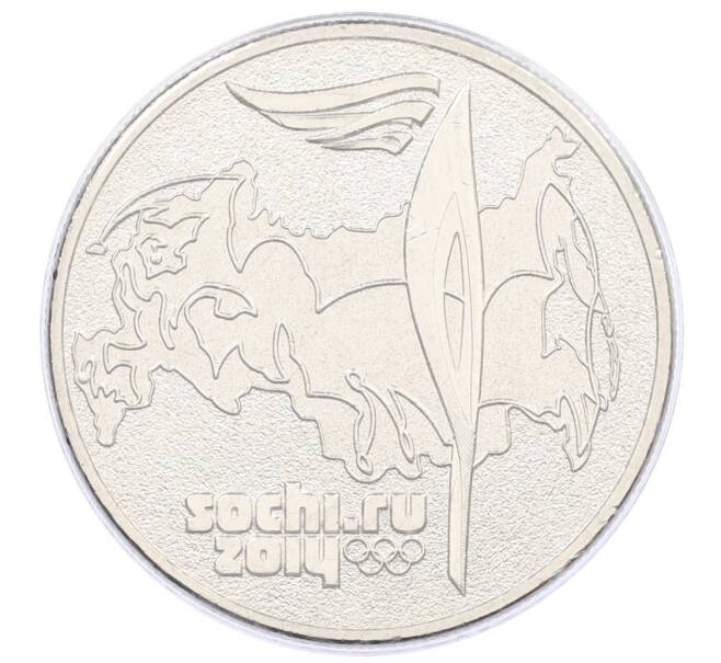 Монета 25 рублей 2014 года СПМД «XXII зимние Олимпийские Игры 2014 в Сочи — Факел» (в блистере) (Артикул: T11-21580) — Фото №1