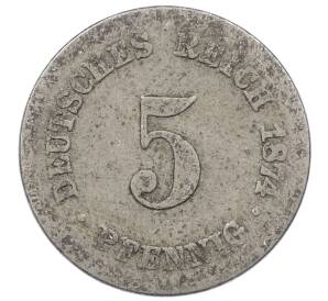 5 пфеннигов 1874 года F Германия — Фото №1