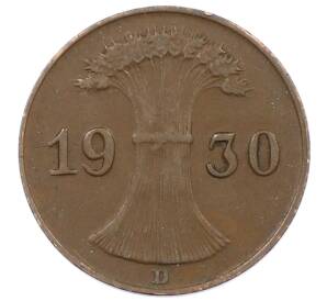 1 рейхспфенниг 1930 года D Германия — Фото №1