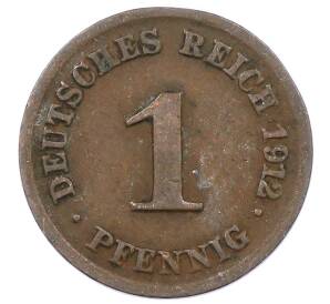 1 пфенниг 1912 года D Германия — Фото №1