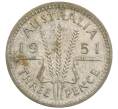 Монета 3 пенса 1951 года Австралия (Артикул: M2-88917) — Фото №1