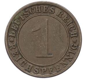 1 рейхспфенниг 1925 года J Германия — Фото №2