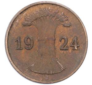 1 рейхспфенниг 1924 года J Германия — Фото №1