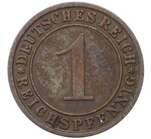 1 рейхспфенниг 1928 года F Германия — Фото №2