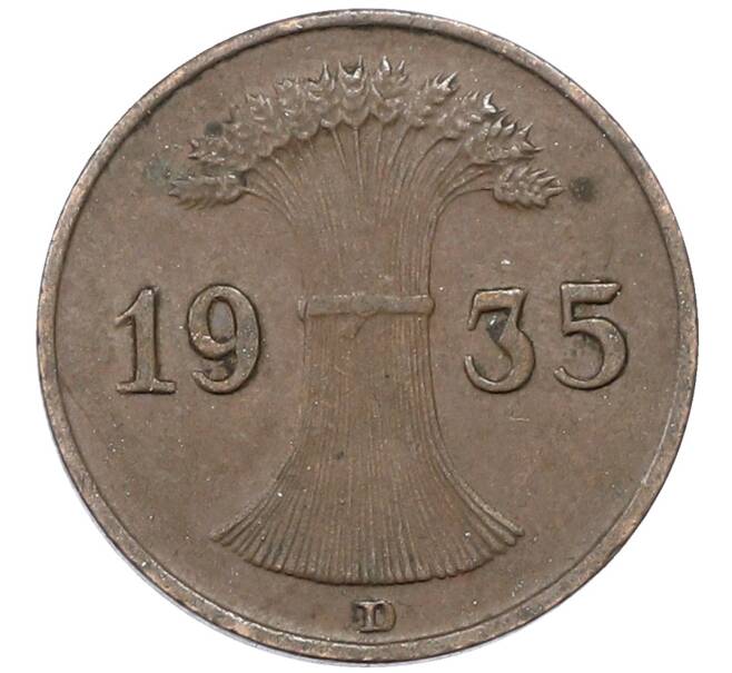 Монета 1 рейхспфенниг 1935 года D Германия (Артикул: M2-89001) — Фото №1